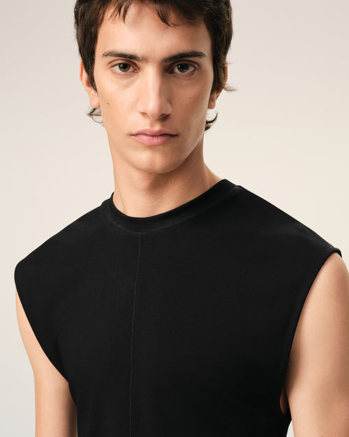 Black Jersey Sleeveless Fitted Top - Man - 4 - AMI Paris - Ami Paris
