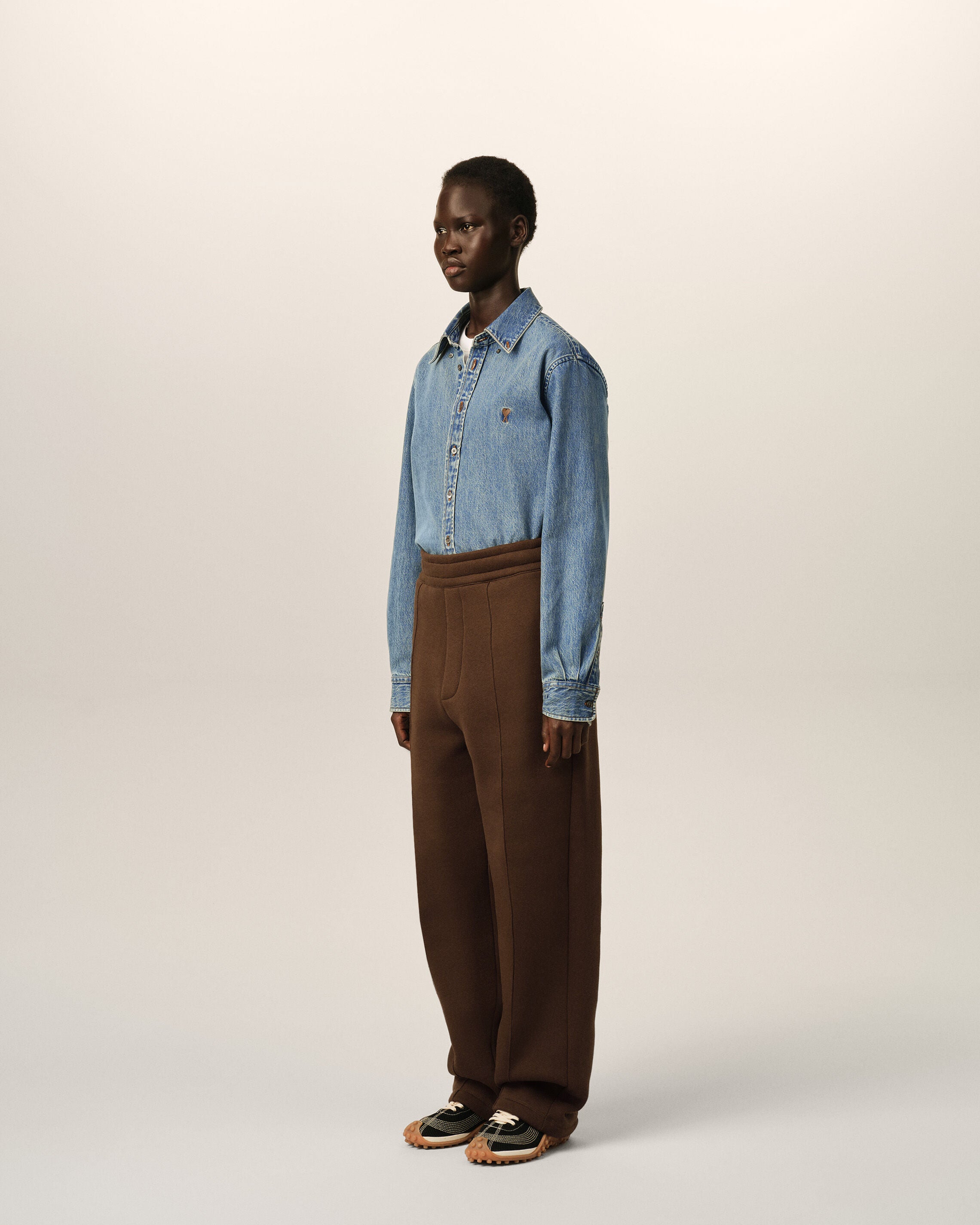 Brown cotton track pants with embossed Ami de Coeur - 12