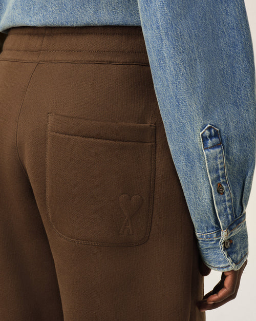 Brown cotton track pants with embossed Ami de Coeur - Woman - 11 - AMI Paris - Ami Paris