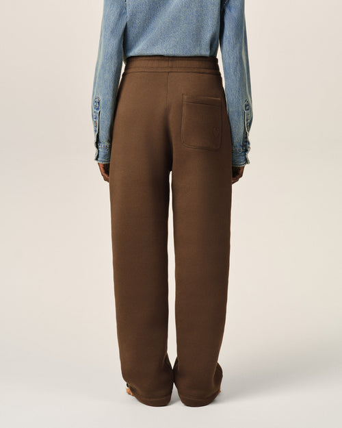 Brown cotton track pants with embossed Ami de Coeur - Woman - 10 - AMI Paris - Ami Paris