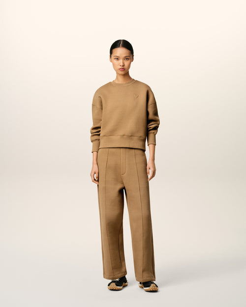                             Brown Cotton Flare Ami De Cœur Jogging - 3                         - Ami Paris