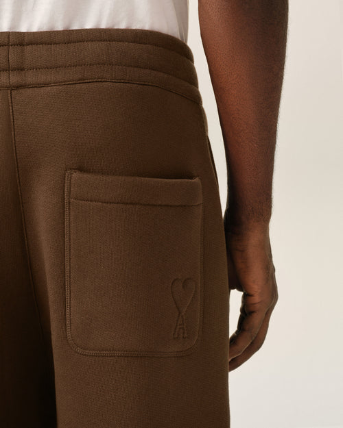 Brown cotton track pants with embossed Ami de Coeur - Man - 5 - AMI Paris - Ami Paris