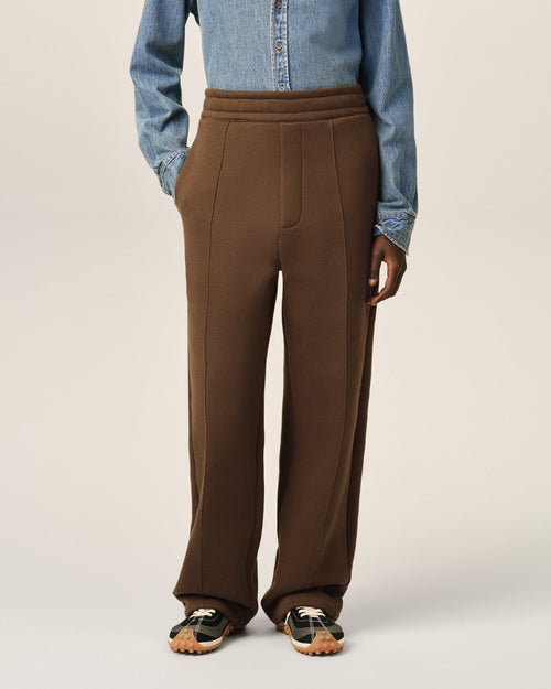 Brown cotton track pants with embossed Ami de Coeur - Woman - 9 - AMI Paris - Ami Paris