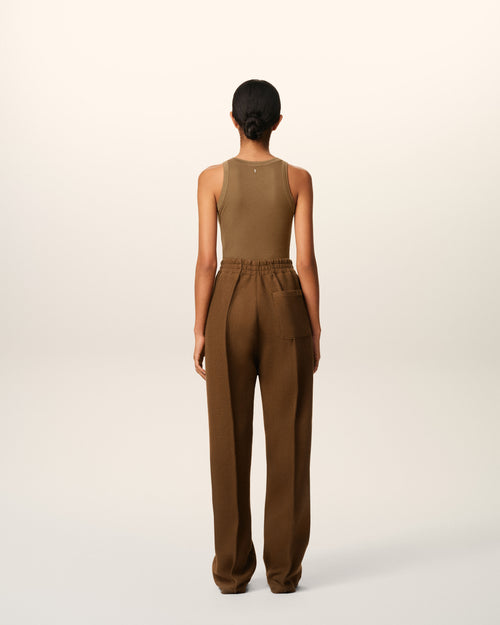 Elastische Hose aus brauner Wolle - 10 - Ami Paris