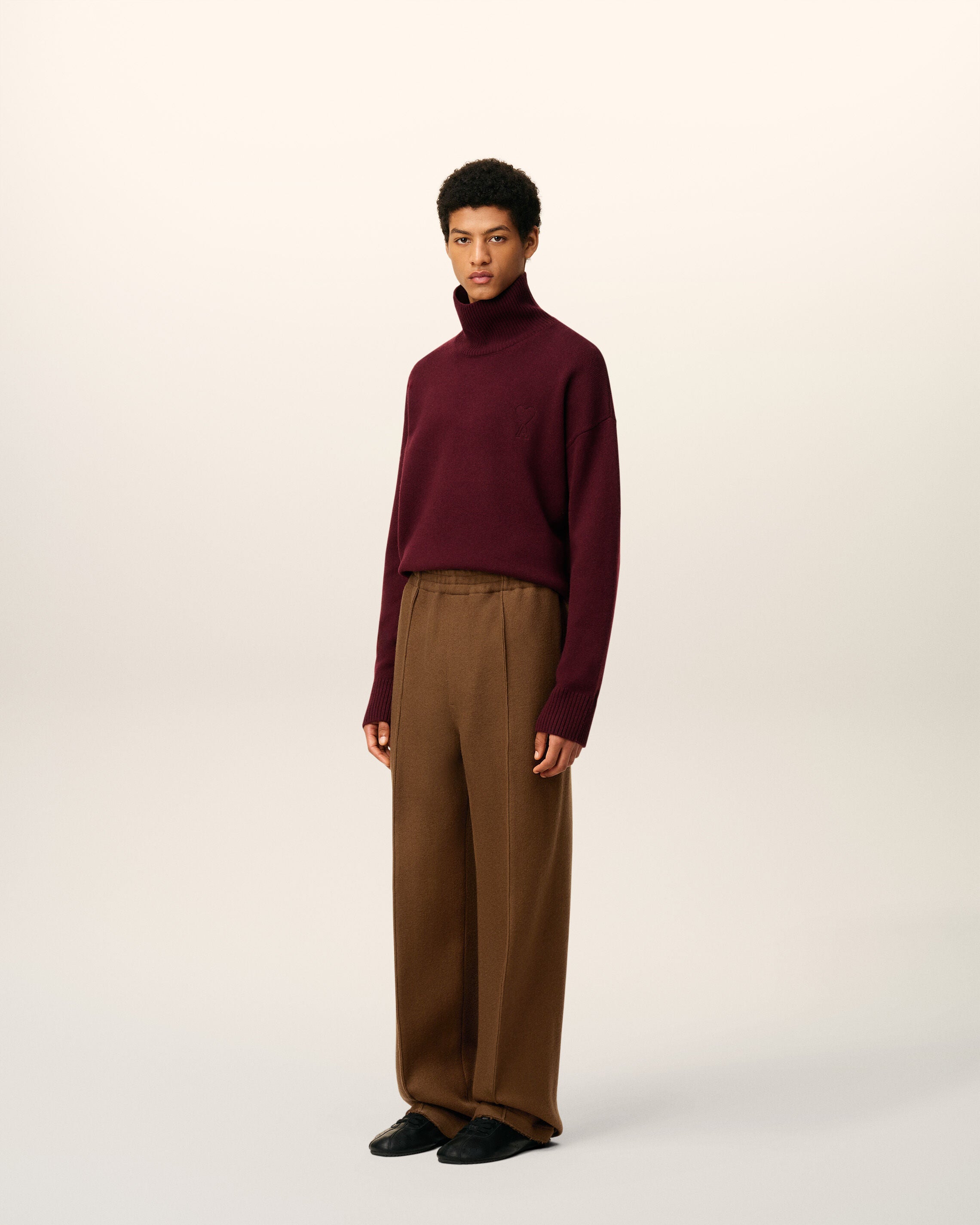 ブラウン ウール エラスティック パンツ ヘーゼルナッツ | AMI PARIS