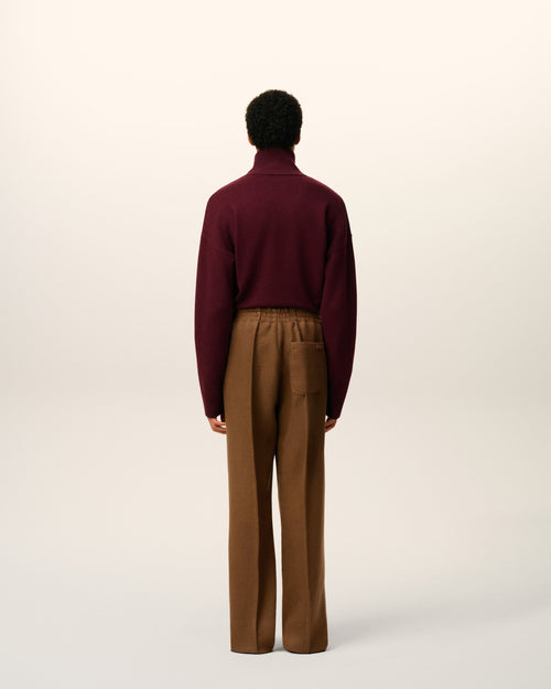 Elastische Hose aus brauner Wolle - 4 - Ami Paris