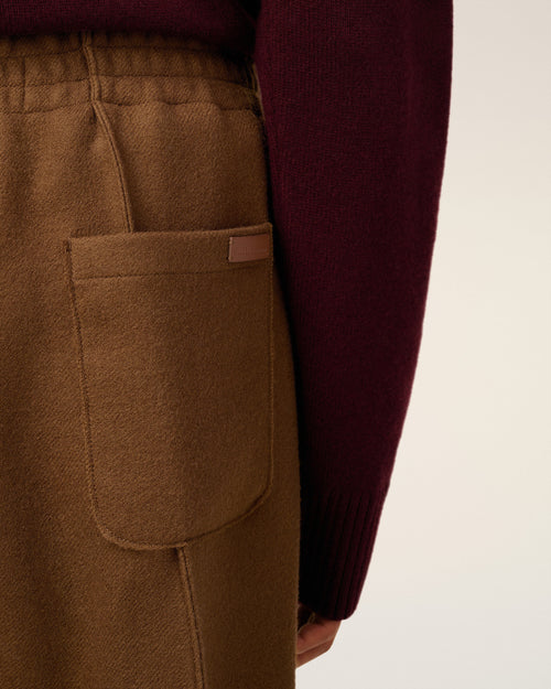 Elastische Hose aus brauner Wolle - 5 - Ami Paris