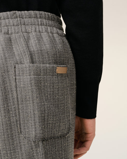 Grey Wool Herringbone Elasticated Trousers - 5 - Ami Paris