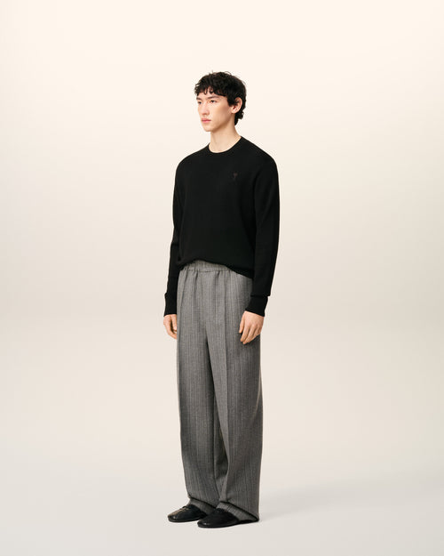 Grey Wool Herringbone Elasticated Trousers - 6 - Ami Paris