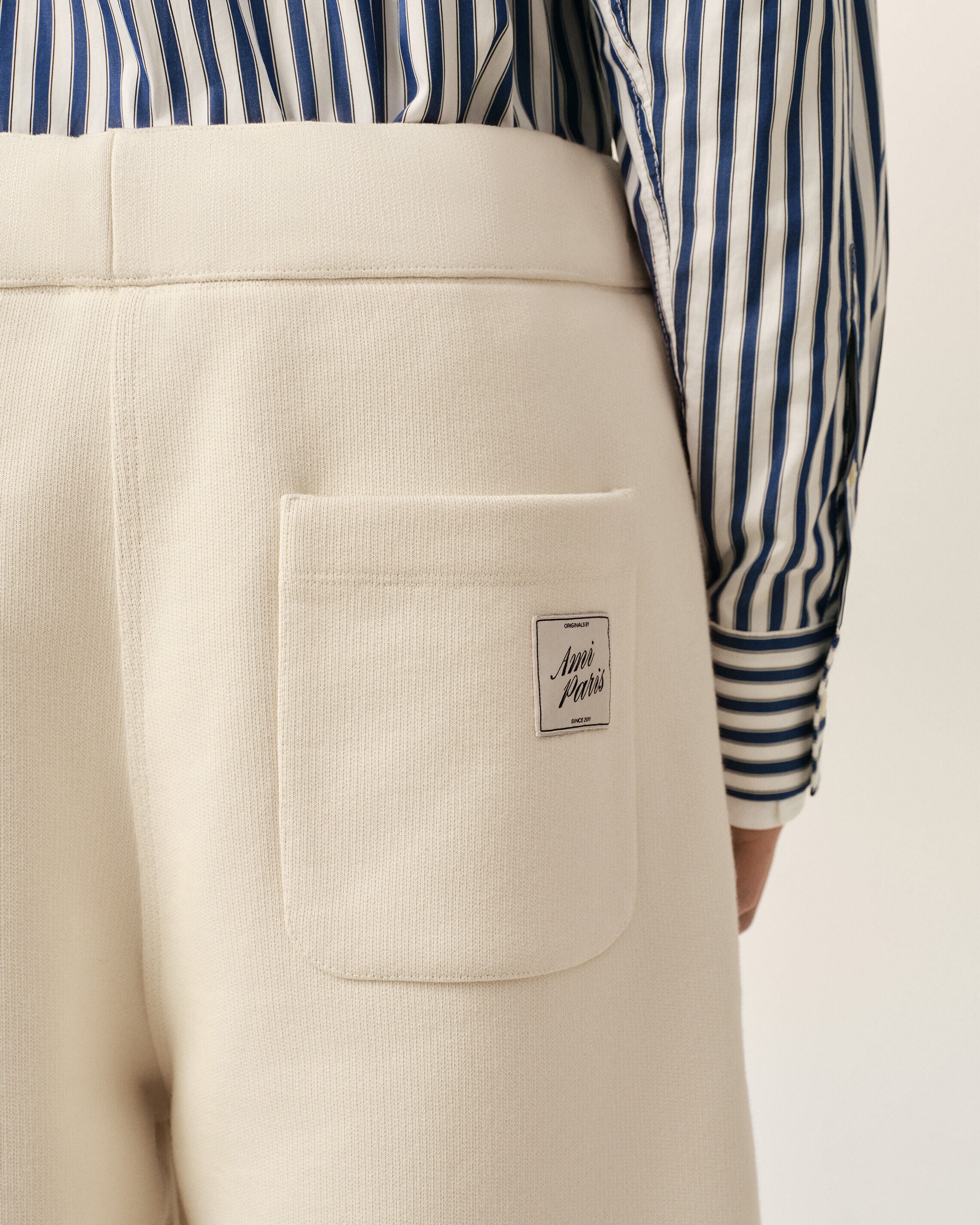 White cotton track pants with heritage Ami Paris label - 5