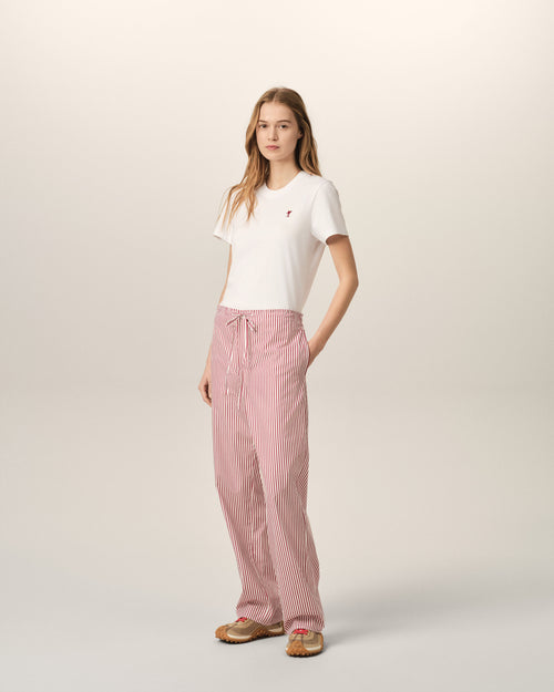 White elasticated-waist striped cotton trousers - Woman - 12 - AMI Paris - Ami Paris
