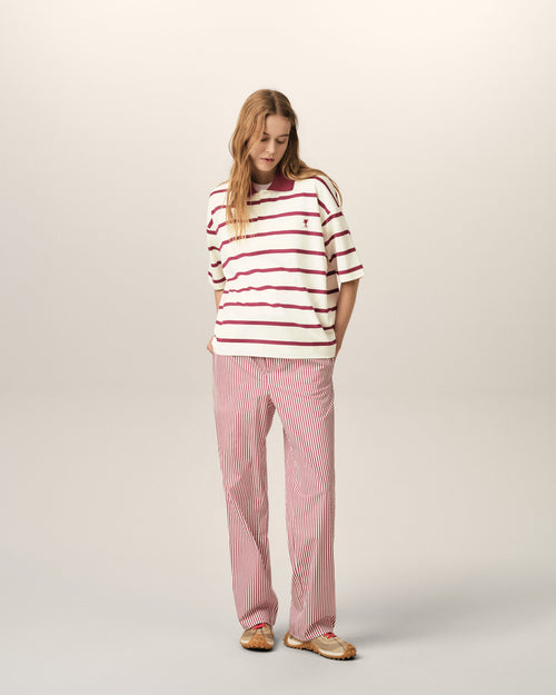                                 White elasticated-waist striped cotton trousers - 3                             - Ami Paris