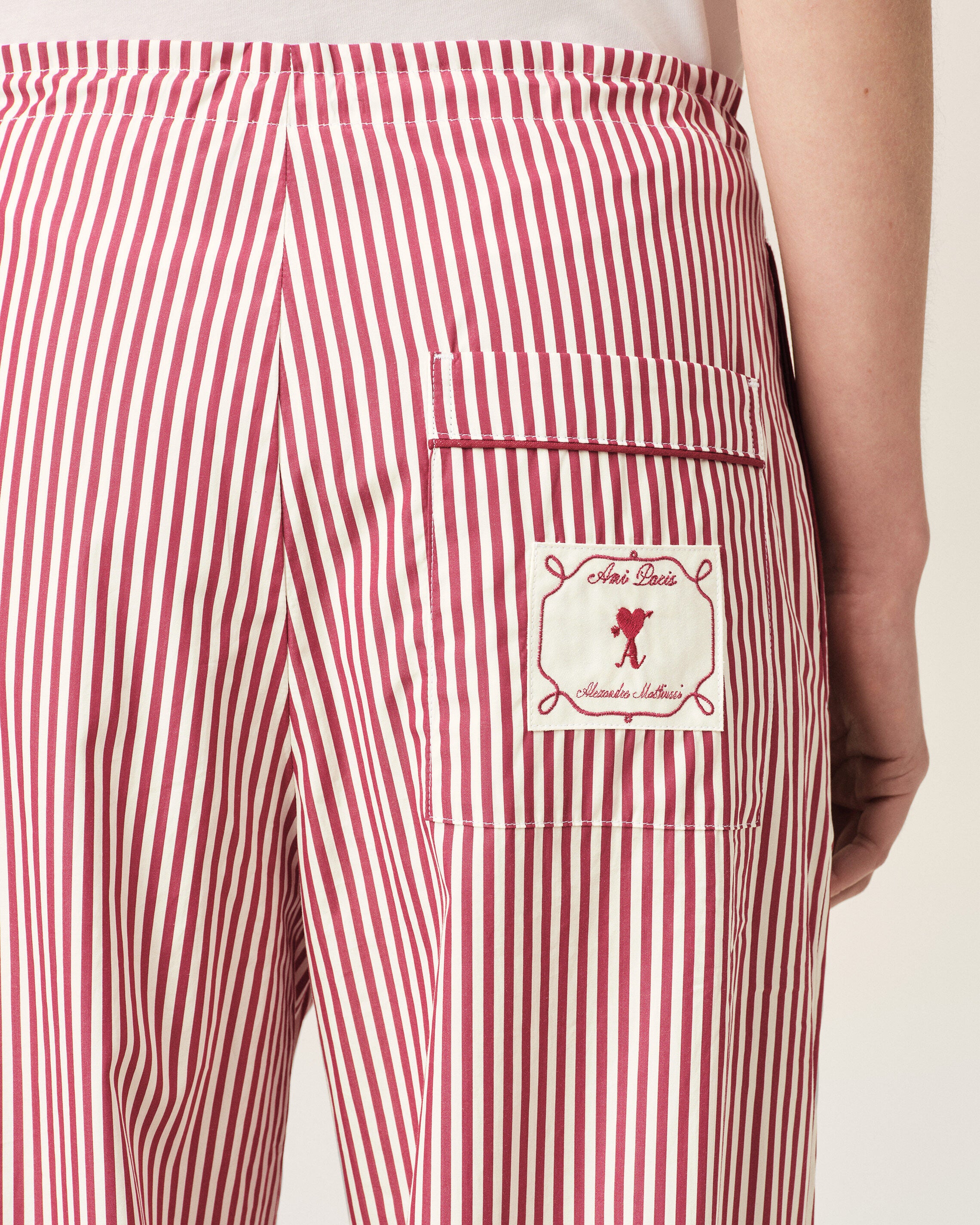 White elasticated-waist striped cotton trousers - 11