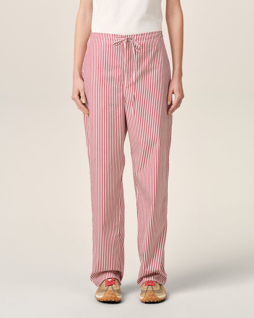 White elasticated-waist striped cotton trousers - Woman - 9 - AMI Paris - Ami Paris