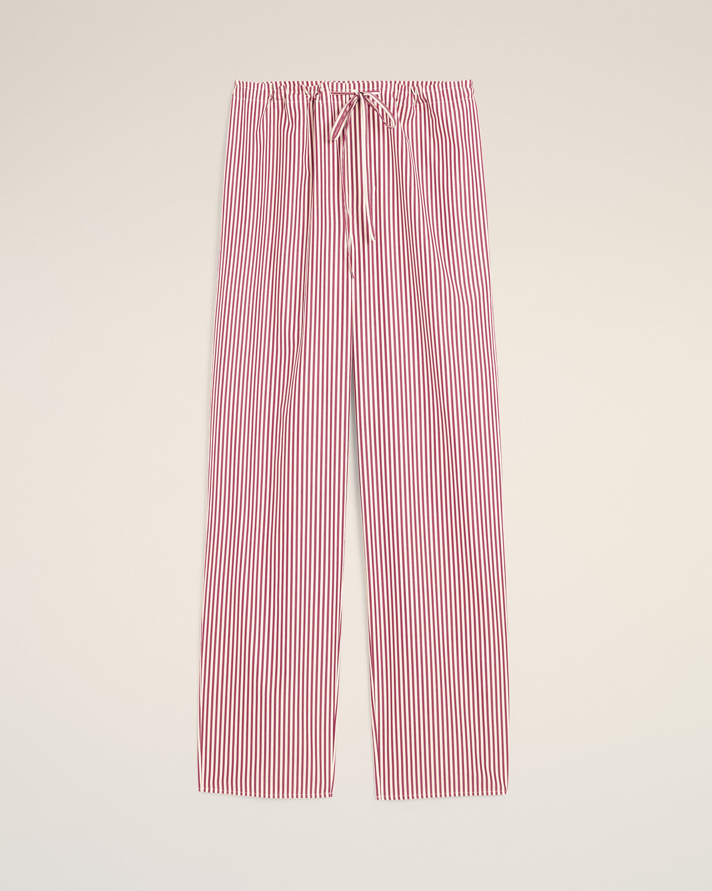 White elasticated-waist striped cotton trousers - 7