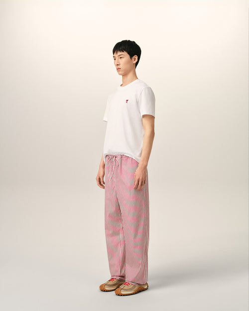 White elasticated-waist striped cotton trousers - Man - 6 - AMI Paris - Ami Paris