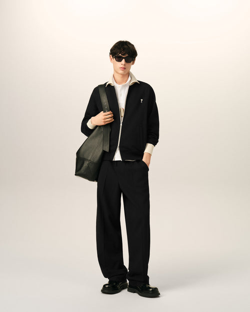Black elasticated-waist wool trousers - 1 - Ami Paris