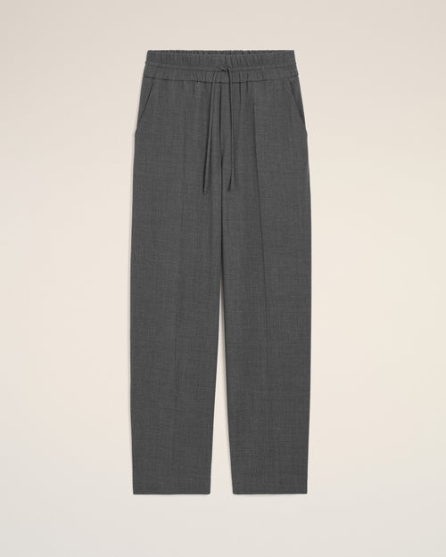 Pantalón de lana gris con cintura elástica - 2 - Ami Paris