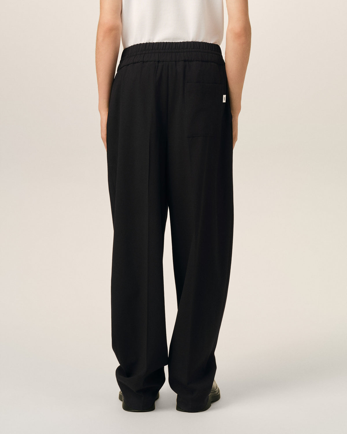 Pantalón de lana negro con cintura elástica - 4