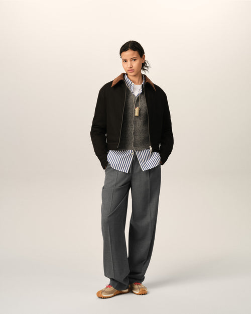                                 Pantalón de lana gris con cintura elástica - 3                             - Ami Paris
