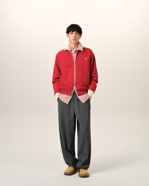Pantalón de lana gris con cintura elástica - 1 - Ami Paris