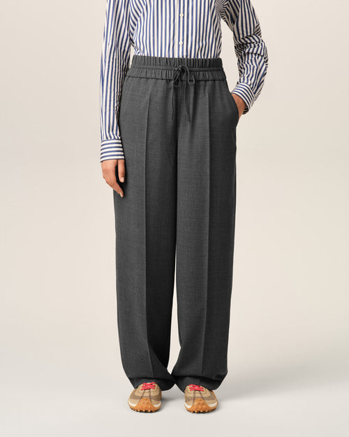                                 Pantalón de lana gris con cintura elástica - 3                             - Ami Paris