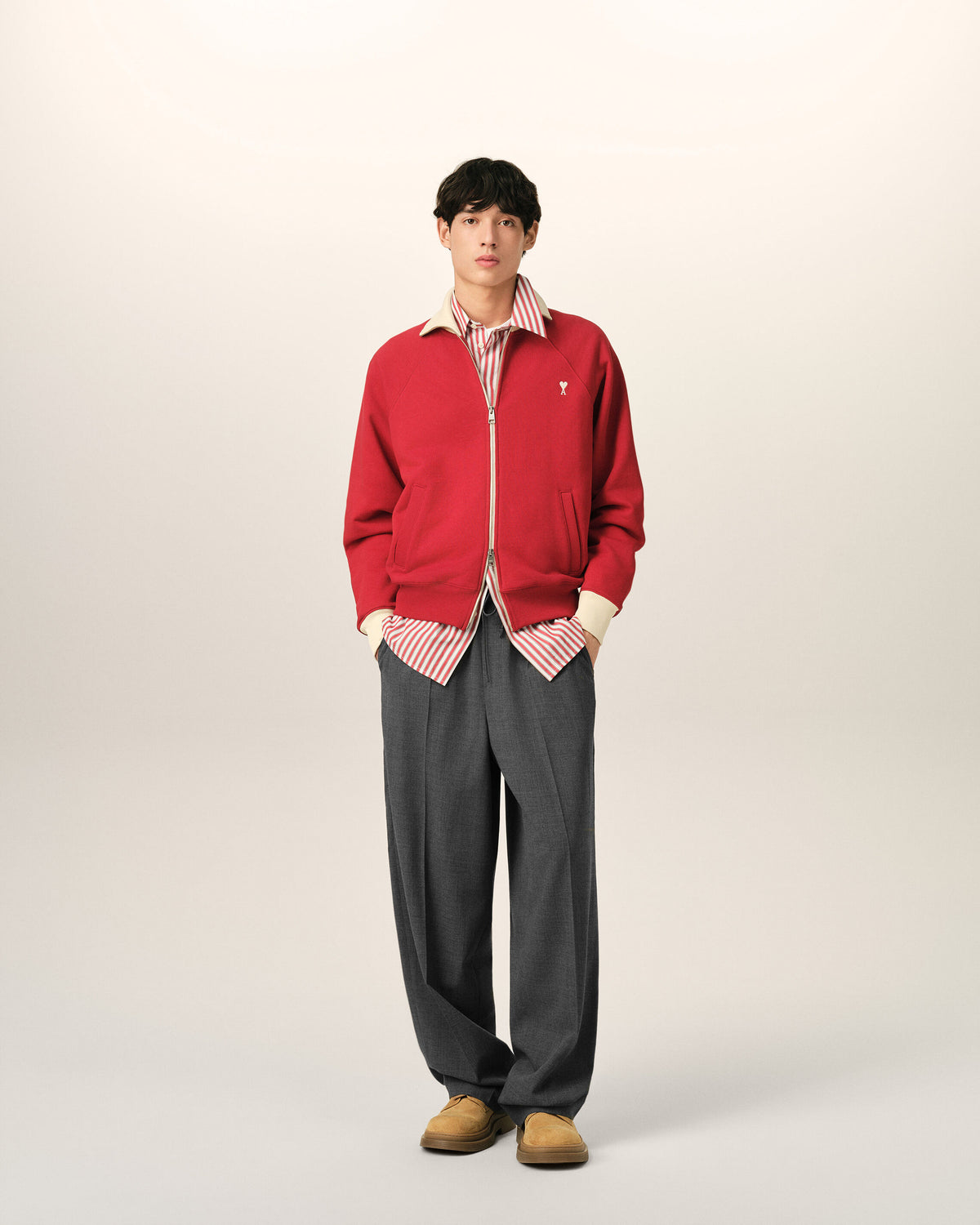 Pantalon gris en laine taille élastiquée - 2