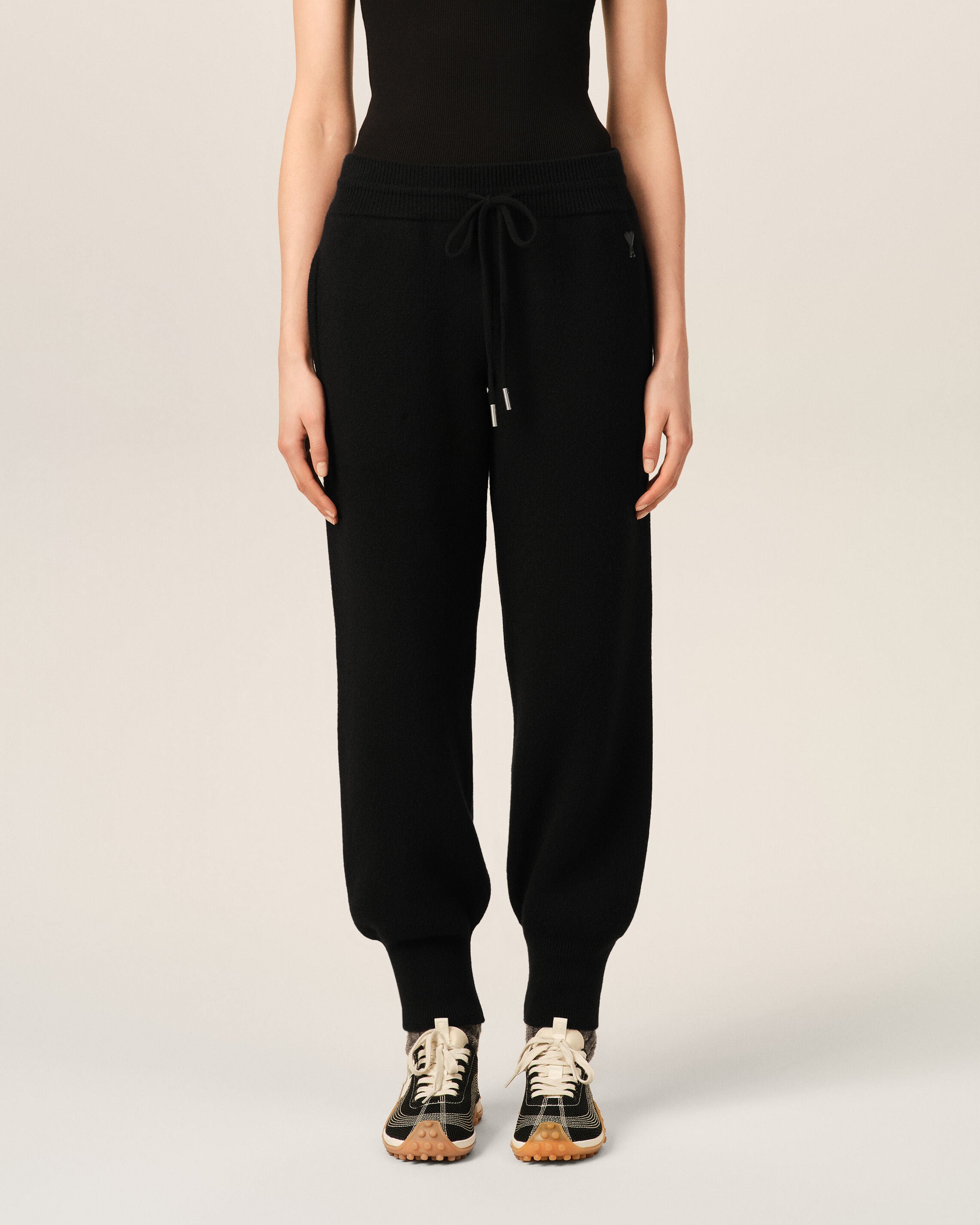 Black wool track pants - 10