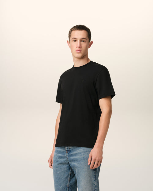 Black Cotton Ami de Coeur T-shirt - 6 - Ami Paris