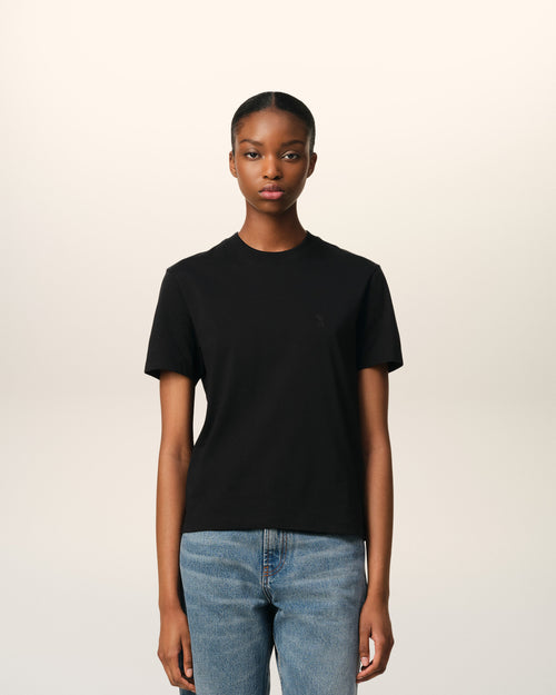                             Black Cotton Ami de Coeur T-shirt - 3                         - Ami Paris