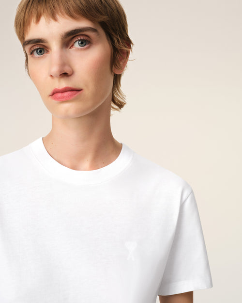 White Cotton Ami de Coeur T-shirt - 10 - Ami Paris