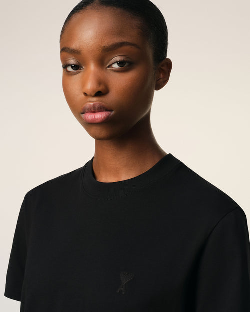 Black Cotton Ami de Coeur T-shirt - 10 - Ami Paris