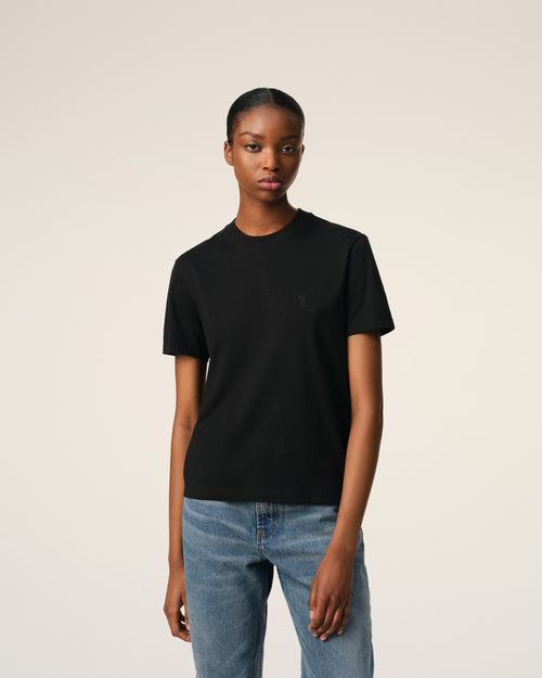Black Cotton Ami de Coeur T-shirt - 9 - Ami Paris