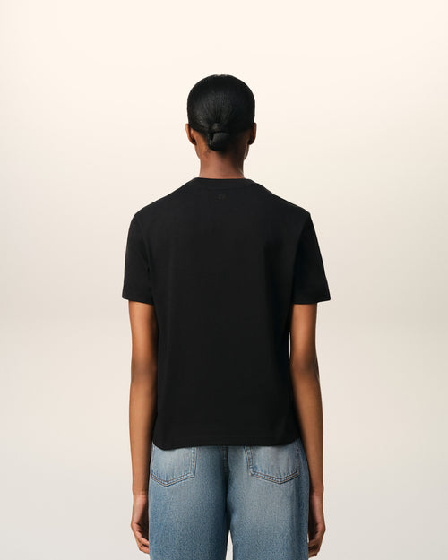 Black Cotton Ami de Coeur T-shirt - 11 - Ami Paris