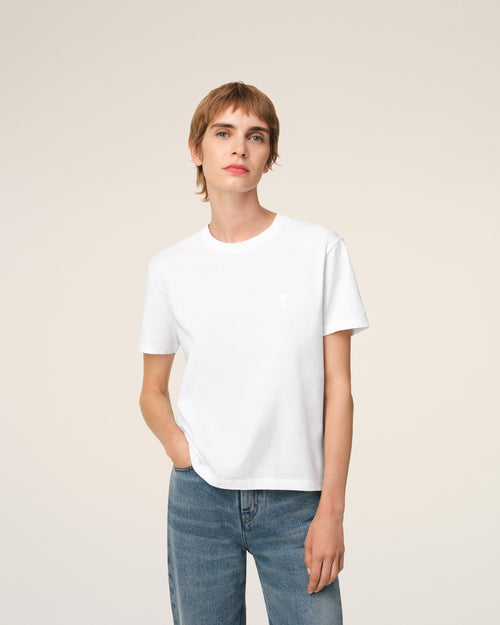 White Cotton Ami de Coeur T-shirt - 9 - Ami Paris