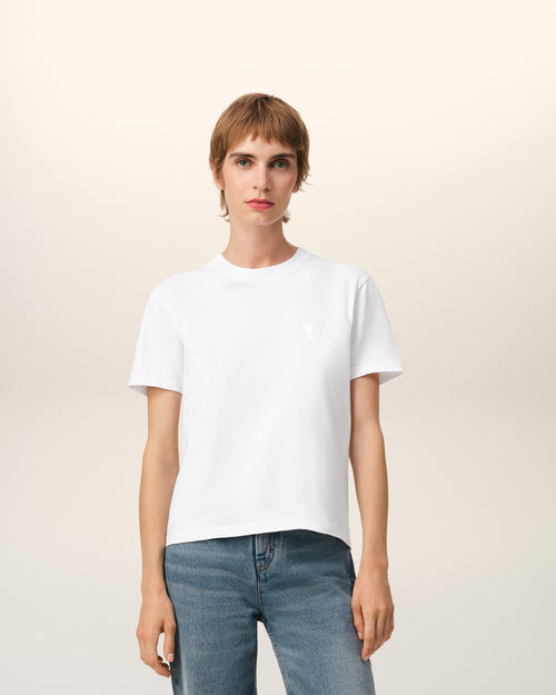                             White Cotton Ami de Coeur T-shirt - 3                         - Ami Paris