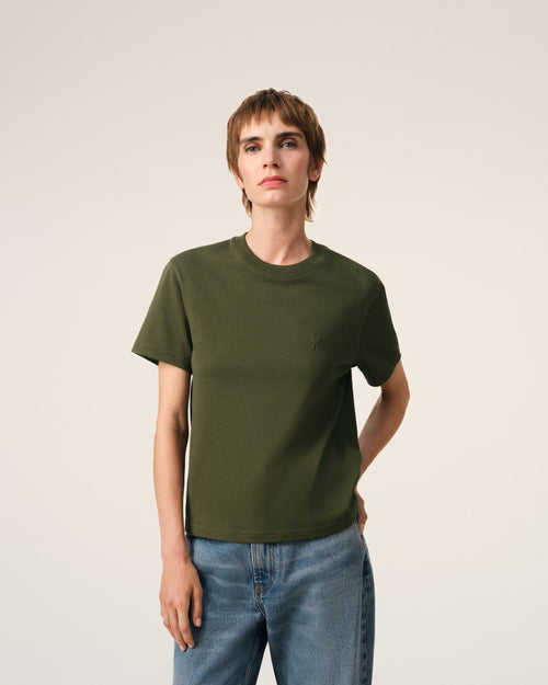 Green Cotton Ami de Coeur T-Shirt - 10 - Ami Paris
