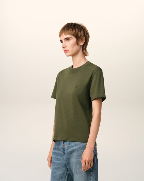 Green Cotton Ami de Coeur T-Shirt - 13 - Ami Paris