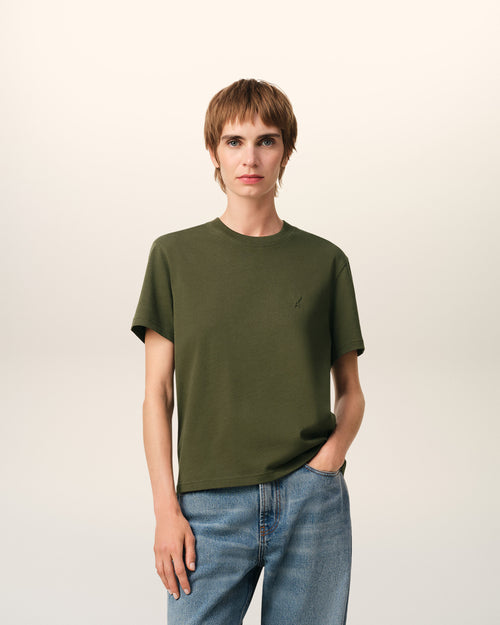 Green Cotton Ami de Coeur T-Shirt - 9 - Ami Paris