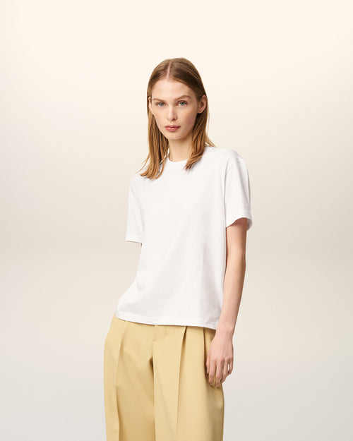 T-shirt Blanc Ami De Coeur En Coton Biologique - Femme - 7 - AMI Paris - Ami Paris