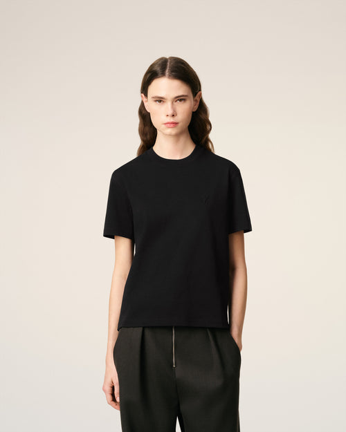 Black Organic Cotton Ami De Coeur T-shirt - Woman - 7 - AMI Paris - Ami Paris