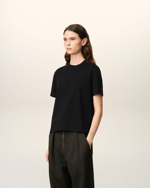 Black Organic Cotton Ami De Coeur T-shirt - Woman - 10 - AMI Paris - Ami Paris
