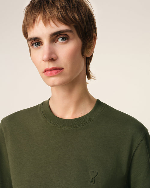 Green Cotton Ami de Coeur T-Shirt - 11 - Ami Paris
