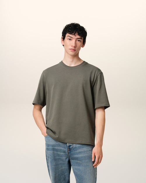 T-Shirt Taupe Ami de Coeur Ton Sur Ton En Coton - 1 - Ami Paris