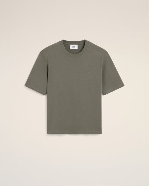 Taupe Cotton Tonal Ami de Coeur T-Shirt - 7 - Ami Paris
