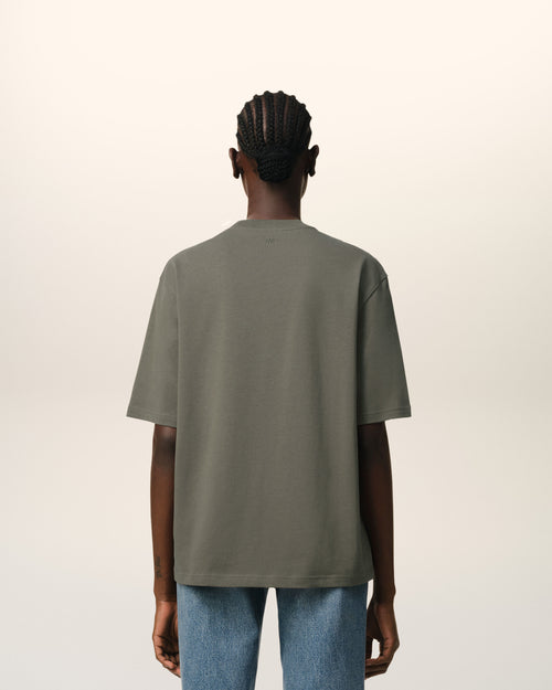 Taupe Cotton Tonal Ami de Coeur T-Shirt - 11 - Ami Paris