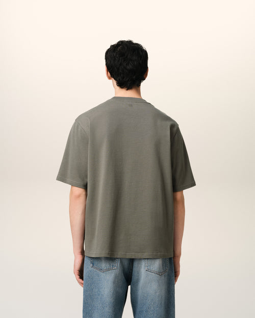 Taupe Cotton Tonal Ami de Coeur T-Shirt - 5 - Ami Paris