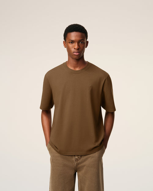 Brown Cotton Ami De Coeur T-shirt - 3 - Ami Paris