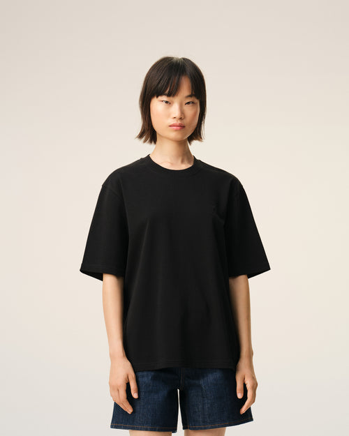 Black Cotton Embossed Ami De Coeur T-shirt - Woman - 8 - AMI Paris - Ami Paris