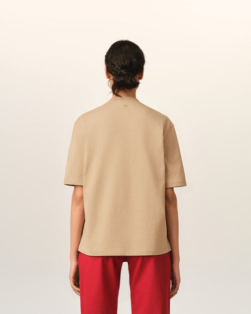 Camiseta Ami de Cœur de algodón beige con relieve - Mujer - 11 - AMI Paris - Ami Paris